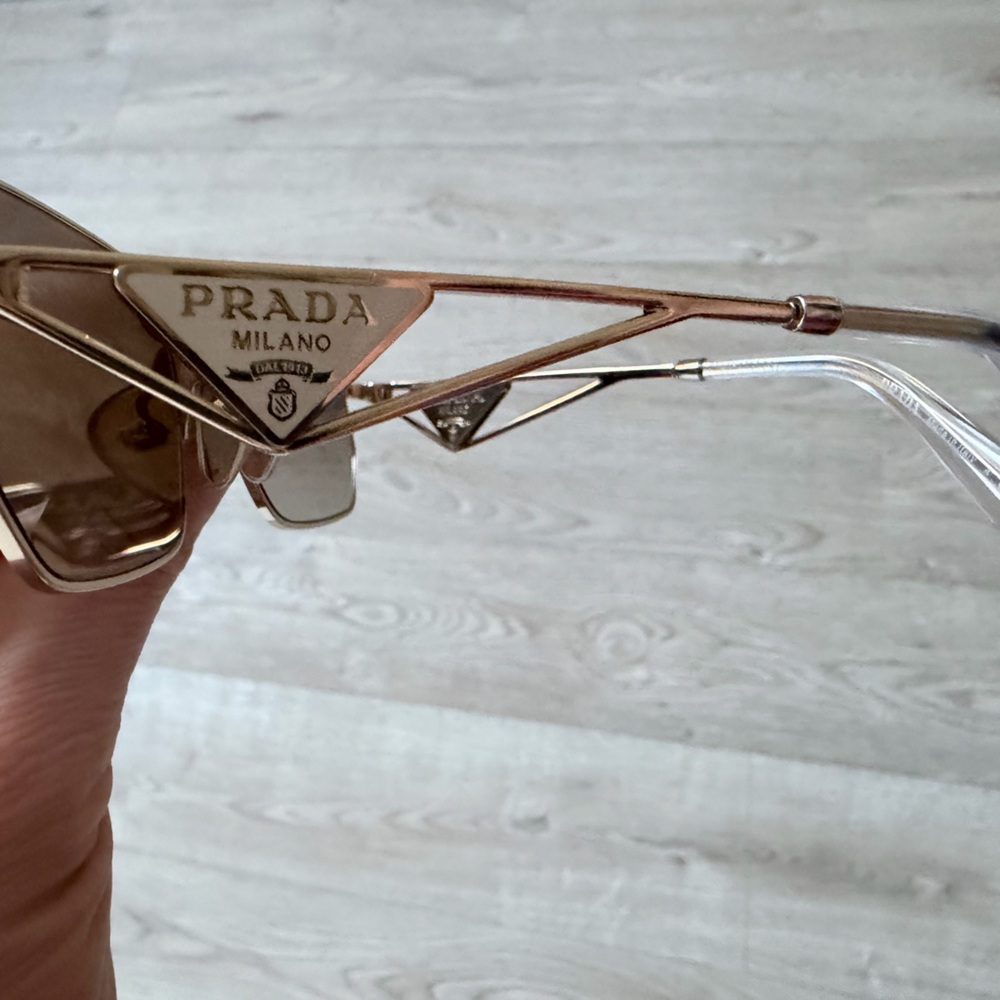 Prada Gold Hexagonal Sunglasses with Dark Lenses - Picture 9 of 12
